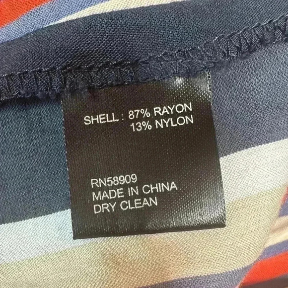 Cremieux French Riviera Luca Blue, Orange, Tan, White Striped Mini Shift Dress - Picture 6 of 6